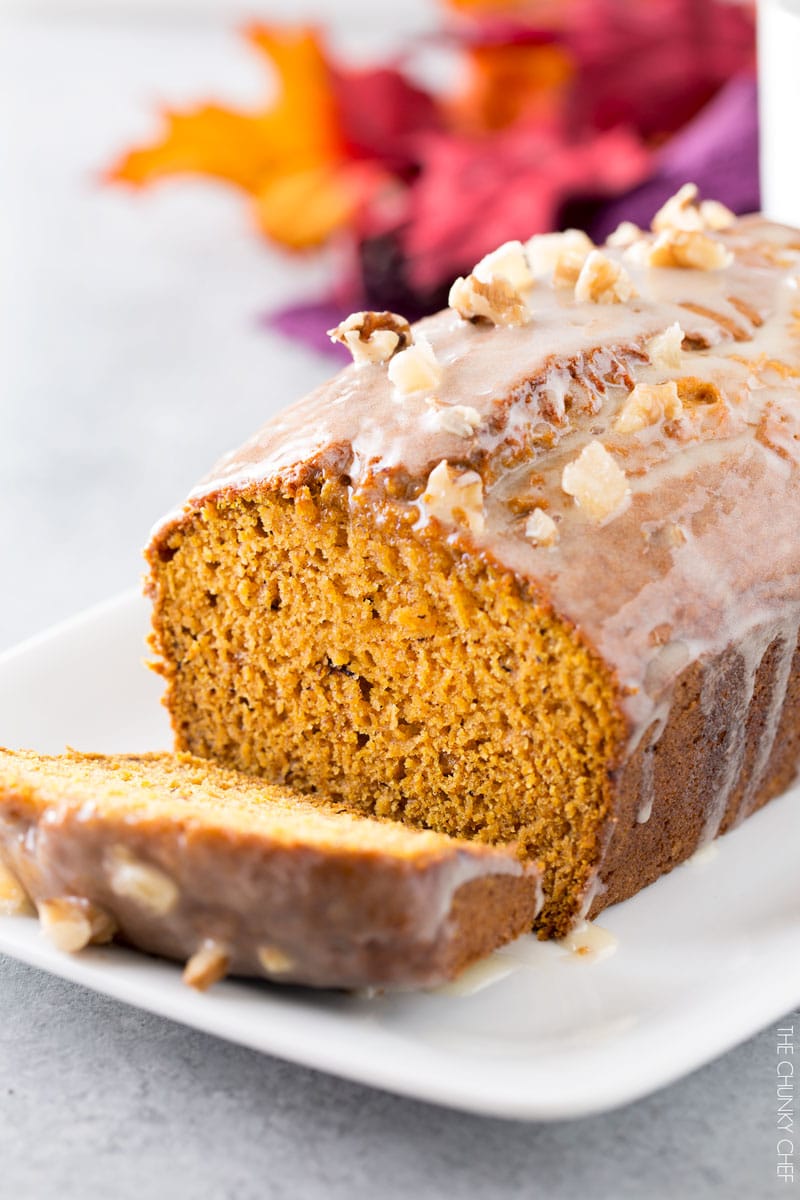 Honey Glazed Pumpkin Banana Bread | Soft and light, this bread is the perfect Fall treat! The honey glaze on top is to die for! | http://thechunkychef.com