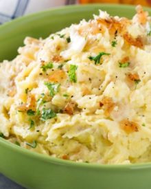 Horseradish Mashed Potatoes with Caramelized Onions | Not your average side dish, these mashed potatoes are full of amazing flavor combinations. Perfect for your holiday table! | http://thechunkychef.com
