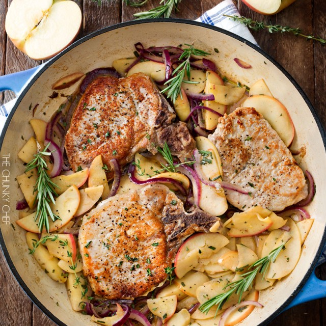 One Pan Pork Chops with Apples and Onions The Chunky Chef
