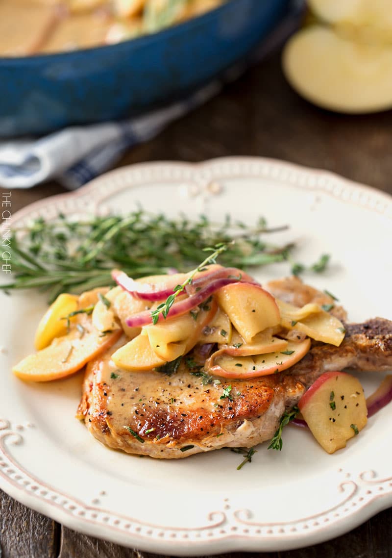 One Pan Pork Chops with Apples and Onions - The Chunky Chef