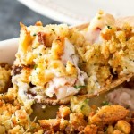 Chicken Cordon Bleu Casserole | A one pan family style casserole full of chicken, ham, swiss cheese, creamy herb sauce and savory stuffing! | http://thechunkychef.com