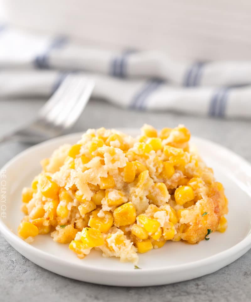 Mom's Famous Corn Pudding | Family favorite corn pudding that uses everyday staple ingredients and doesn't require a mixer! | http://thechunkychef.com