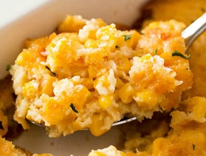 Mom's Famous Corn Pudding | Family favorite corn pudding that uses everyday staple ingredients and doesn't require a mixer! | http://thechunkychef.com