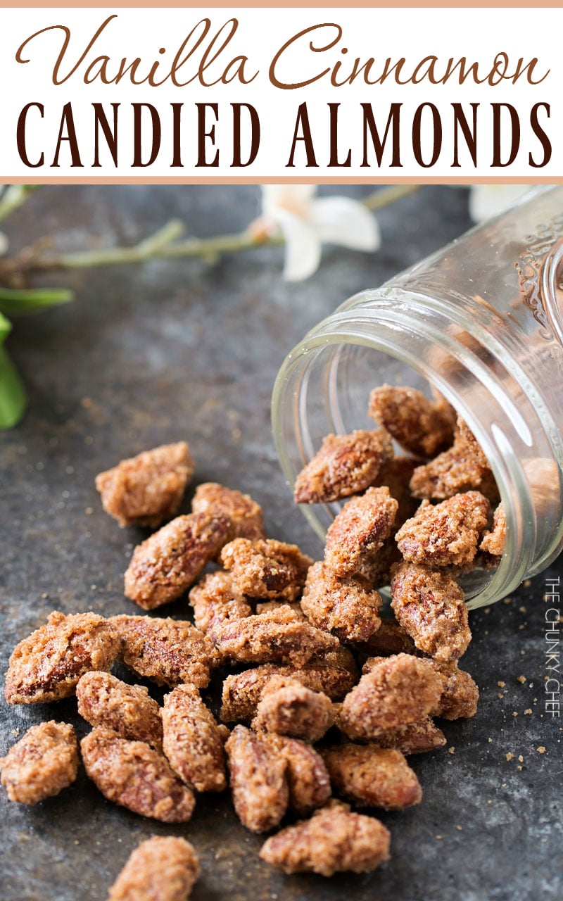 Vanilla Cinnamon Candied Almonds | Sweet, crunchy, roasted candied almonds coated in a mouthwatering vanilla and cinnamon crust! | http://thechunkychef.com