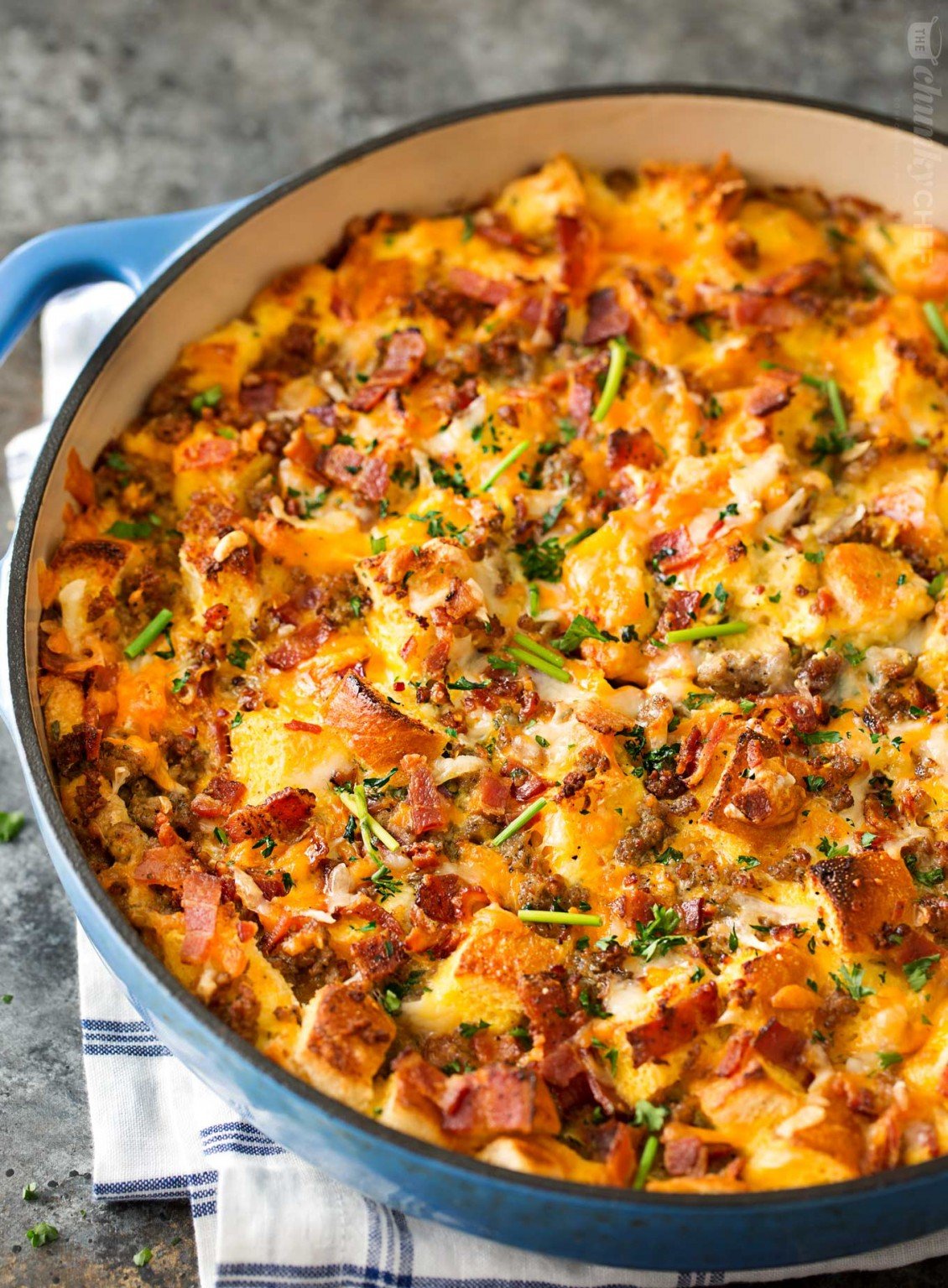 Loaded Overnight Breakfast Casserole - The Chunky Chef