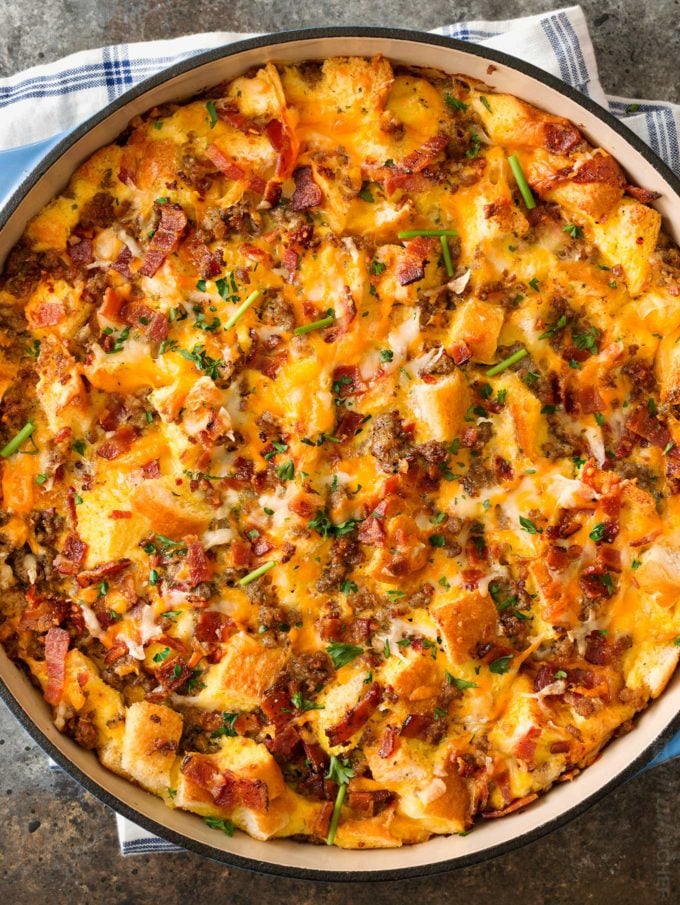 Breakfast casserole in baking dish