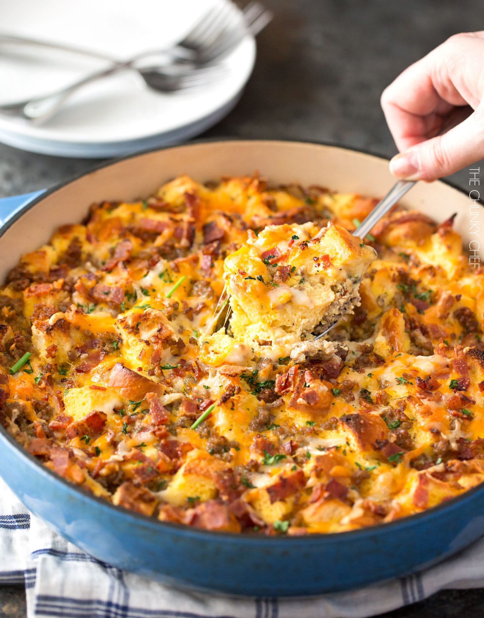 Easy Overnight Breakfast Strata - The Chunky Chef