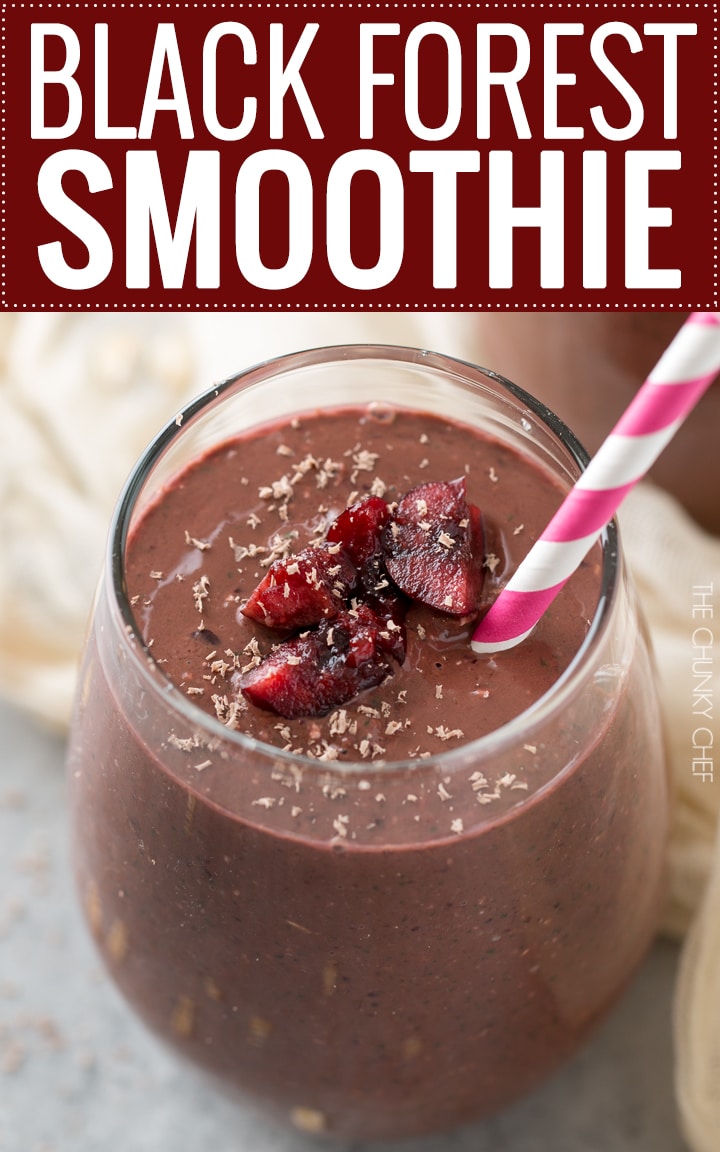 Black Forest Smoothie | This smoothie tastes like dessert, yet is secretly packed full of nutrients (even greens), to help you stick to your resolutions! | http://thechunkychef.com