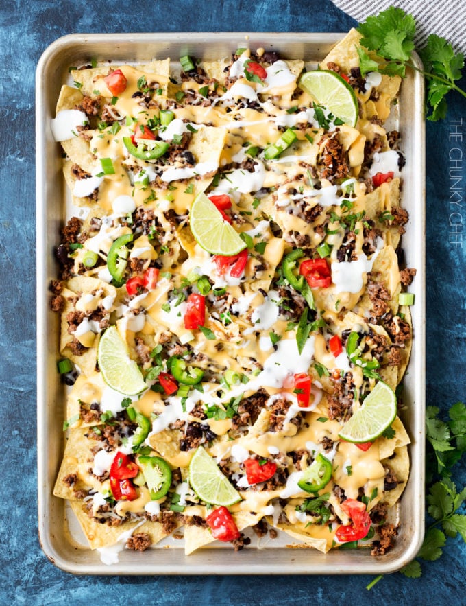 Beef and Bean Sheet Pan Nachos The Chunky Chef