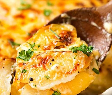 Gruyere and Parmesan Scalloped Potatoes One Pot Meal - Healthier