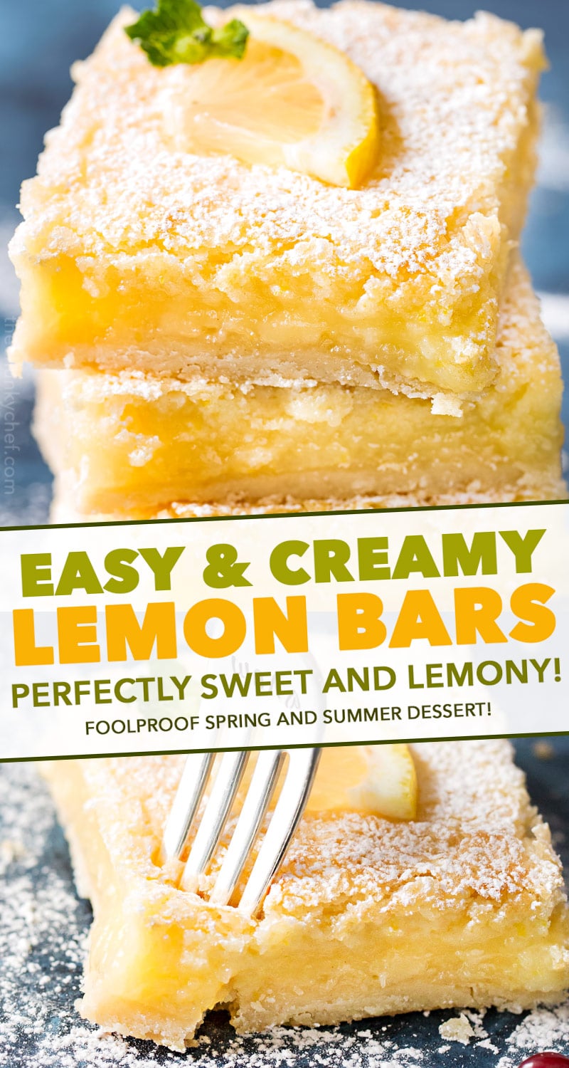 Creamy Lemon Bars (easy dessert!) - The Chunky Chef