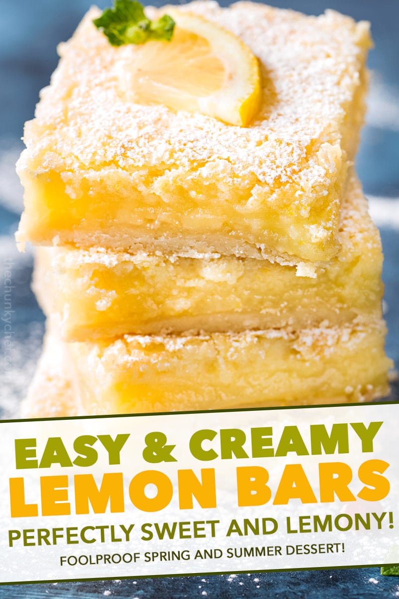 Creamy Lemon Bar Recipe (perfect Spring dessert!) The Chunky Chef