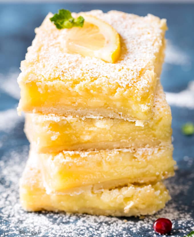 Lemon bars stacked on top of each other