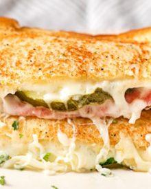 Salami and Pickle Grilled Cheese | Everything you love about the salami, cream cheese and pickle appetizer, put into a gooey, buttery grilled cheese! Comfort food elevated to gourmet levels! | http://thechunkychef.com