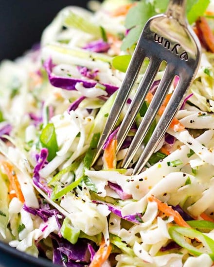 Tequila Lime Coleslaw with Cilantro | This unique coleslaw recipe combines great Mexican flavors like tequila, lime and cilantro, for a truly crowd-pleasing side dish! | http://thechunkychef.com