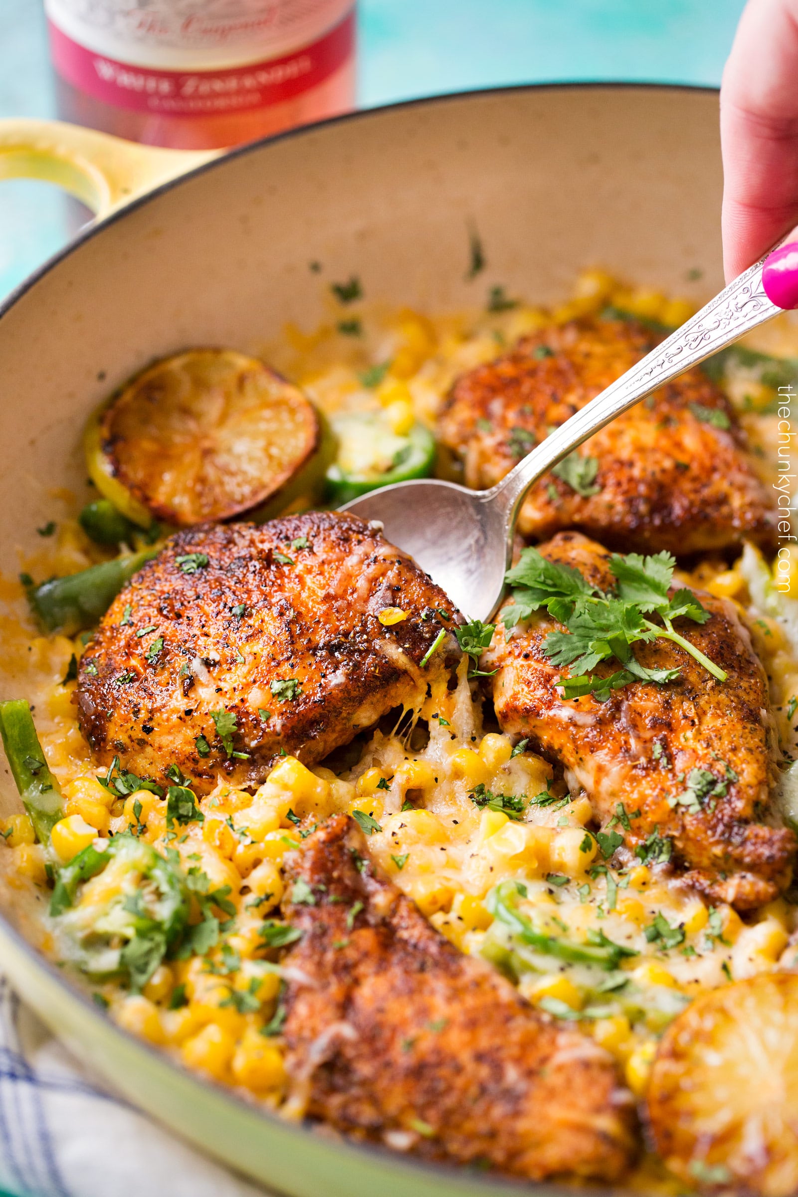 One Pan Cheesy Jalapeño Chicken | An easy weeknight meal, bursting with flavor, smothered in melty cheese, and on your table in 20 minutes! | http://thechunkychef.com