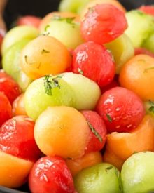 Summer Fruit Salad with Serrano Mint Syrup | A refreshing fruit salad made with a variety of summer fruits, tossed in an easy simple syrup made with mint and serrano pepper! | http://thechunkychef.com