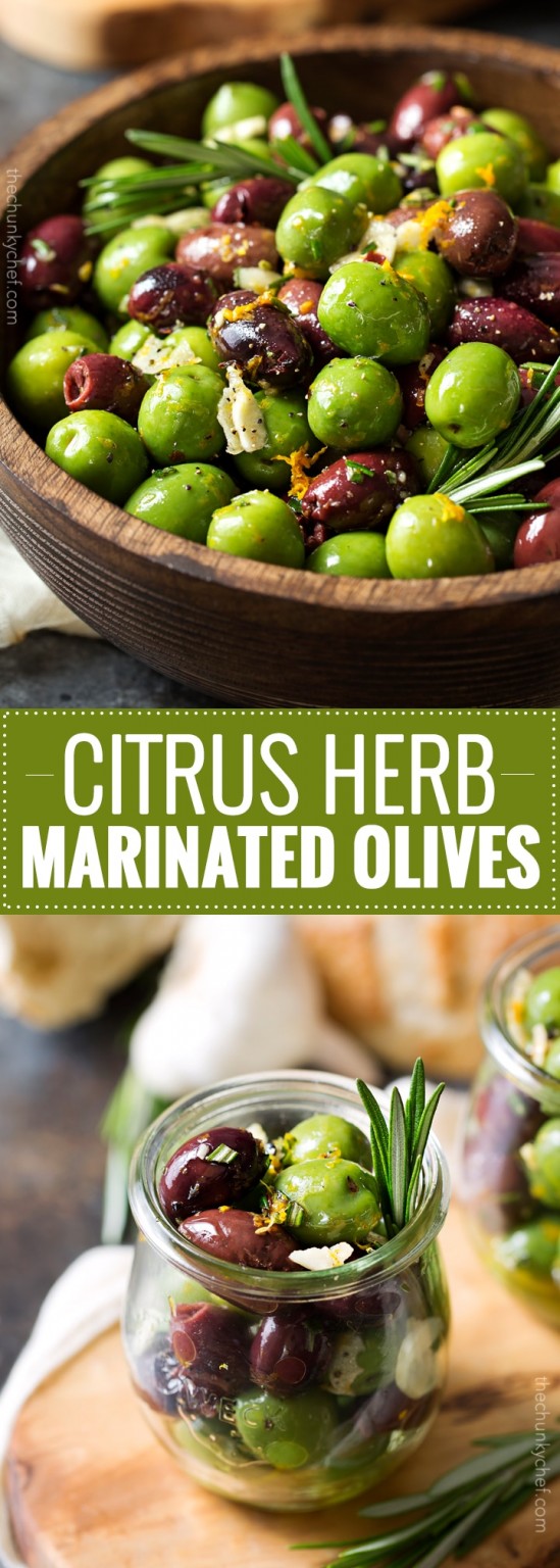 Easy Citrus Herb Marinated Olives The Chunky Chef