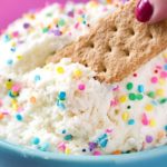 Four Ingredient Funfetti Cake Batter Dip | This dessert dip uses only 4 ingredients, is no bake, and tastes exactly like cake batter! Both kids and adults alike will love this funfetti treat! | http://thechunkychef.com