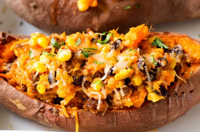 Chorizo Enchilada Stuffed Sweet Potatoes