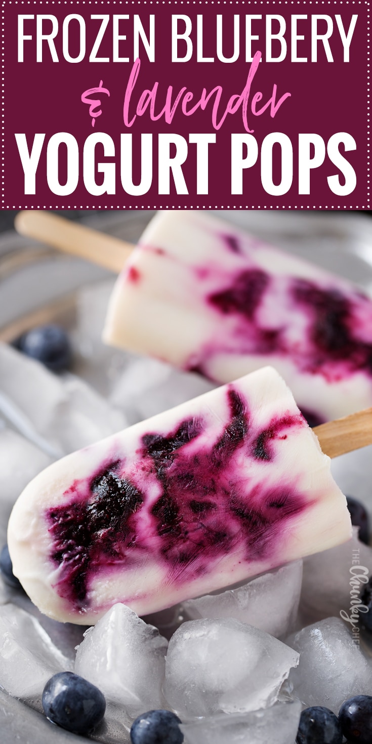 Frozen Blueberry and Lavender Yogurt Pops | An easy homemade yogurt pop made with lavender infused honey, fresh blueberries and creamy yogurt... you'll love this easy frozen dessert! | http://thechunkychef.com