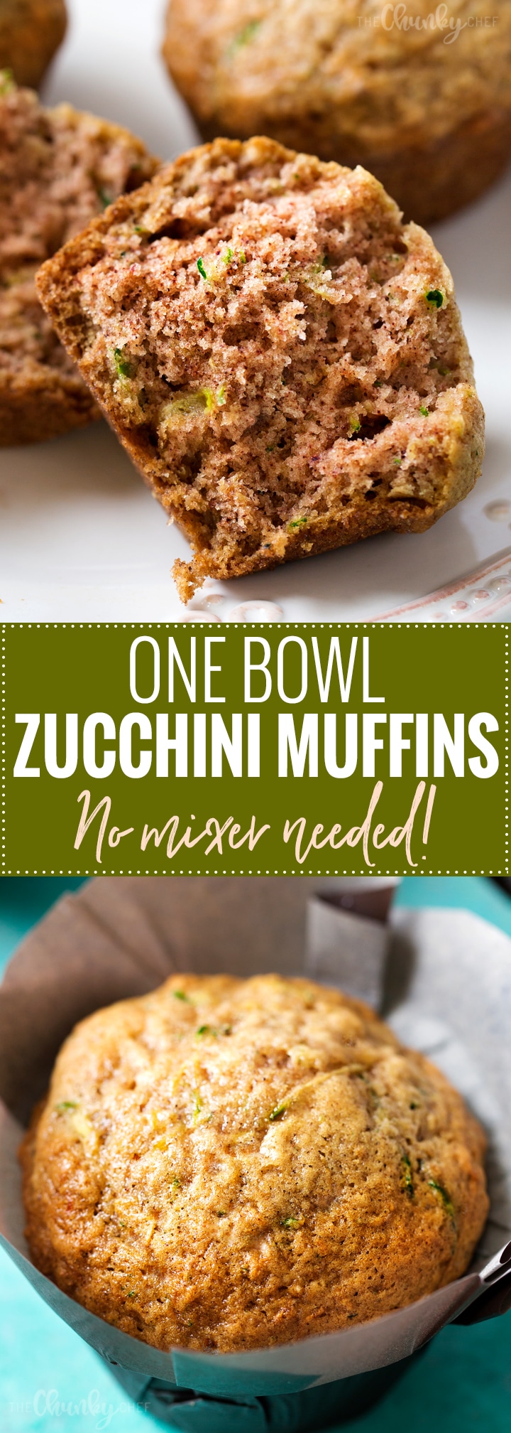 One Bowl Zucchini Muffins The Chunky Chef