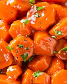 Spicy Bourbon Glazed Carrots | You'll love these easy glazed carrots made with bourbon, brown sugar and cayenne! They're perfect for a weeknight dinner or holiday feast! | http://thechunkychef.com