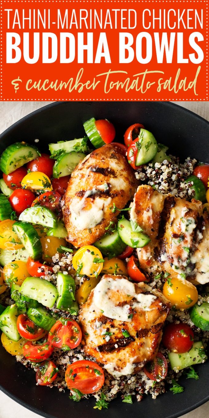 Tahini Marinated Chicken Buddha Bowl The Chunky Chef