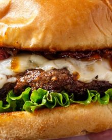 Cheeseburgers with Bourbon Bacon Jam | The only thing better than a juicy cheeseburger on a toasted bun, is a juicy cheeseburger topped with homemade bourbon bacon jam! Regular condiments are a thing of the past! | http://thechunkychef.com