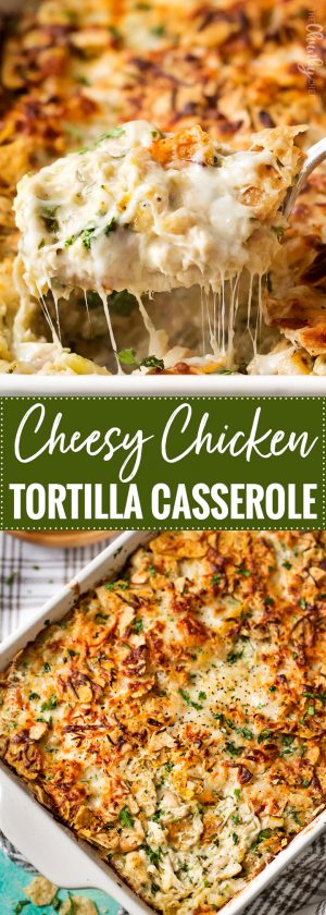 Cheesy Chicken Tortilla Casserole - The Chunky Chef