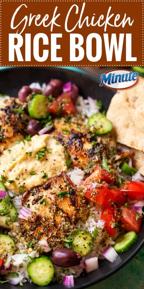 20 Minute Greek Chicken Rice Bowl The Chunky Chef