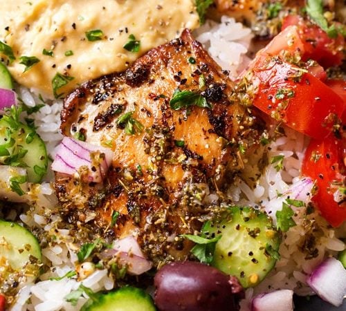 Mediterranean Chicken Meal Prep Bowls with Tahini Dressing
