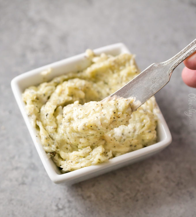 making homemade garlic butter