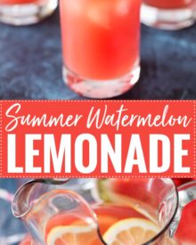 Sipping on this refreshing pineapple watermelon lemonade is like taking a drink of pure summer!  It’s so easy to make, and you can add a bit of alcohol for an adults-only beverage! #lemonade #watermelon #summer #drink