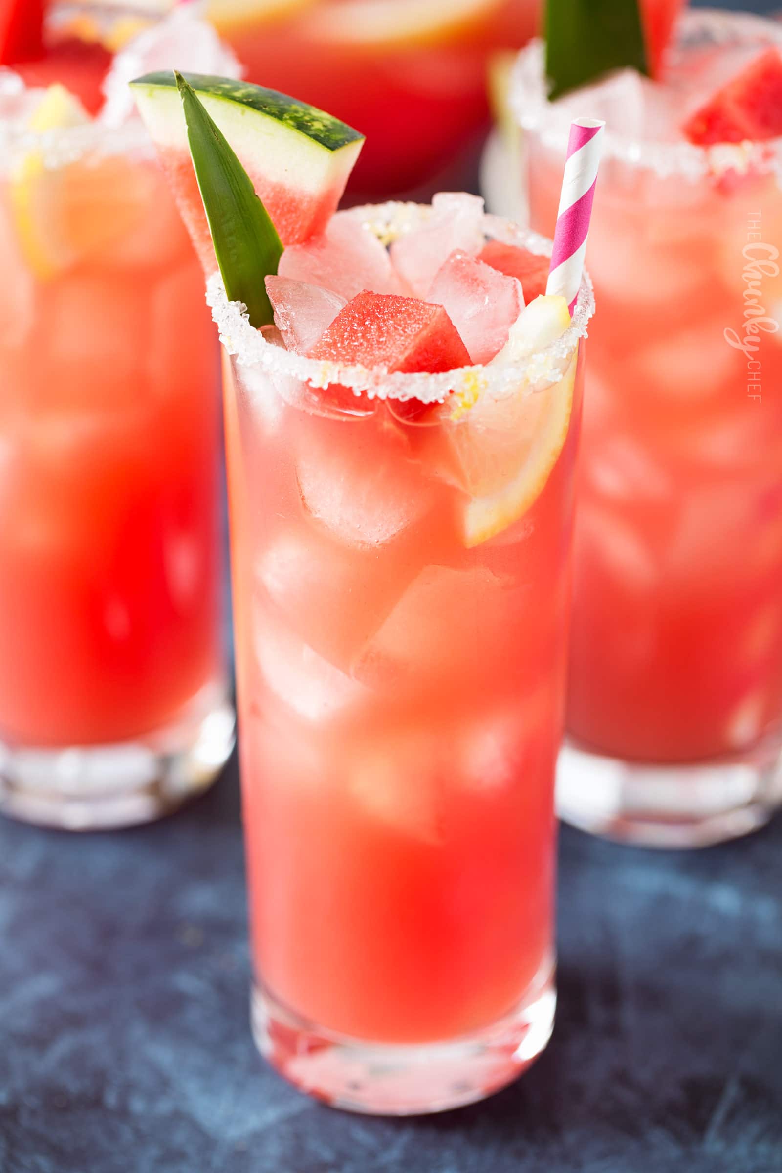 Summer Watermelon Lemonade | Sipping on this refreshing watermelon and pineapple lemonade is like taking a drink of pure summer!  Easy to make, and you can add a bit of alcohol for an adults-only beverage! | http://thechunkychef.com