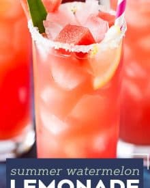 Sipping on this refreshing pineapple watermelon lemonade is like taking a drink of pure summer!  It’s so easy to make, and you can add a bit of alcohol for an adults-only beverage! #lemonade #watermelon #summer #drink
