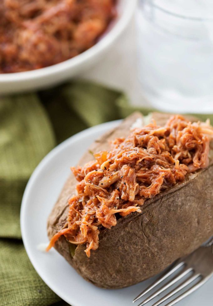 Pulled pork on baked potato