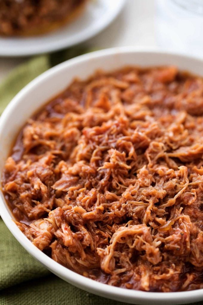 Bowl of instant pot pulled pork