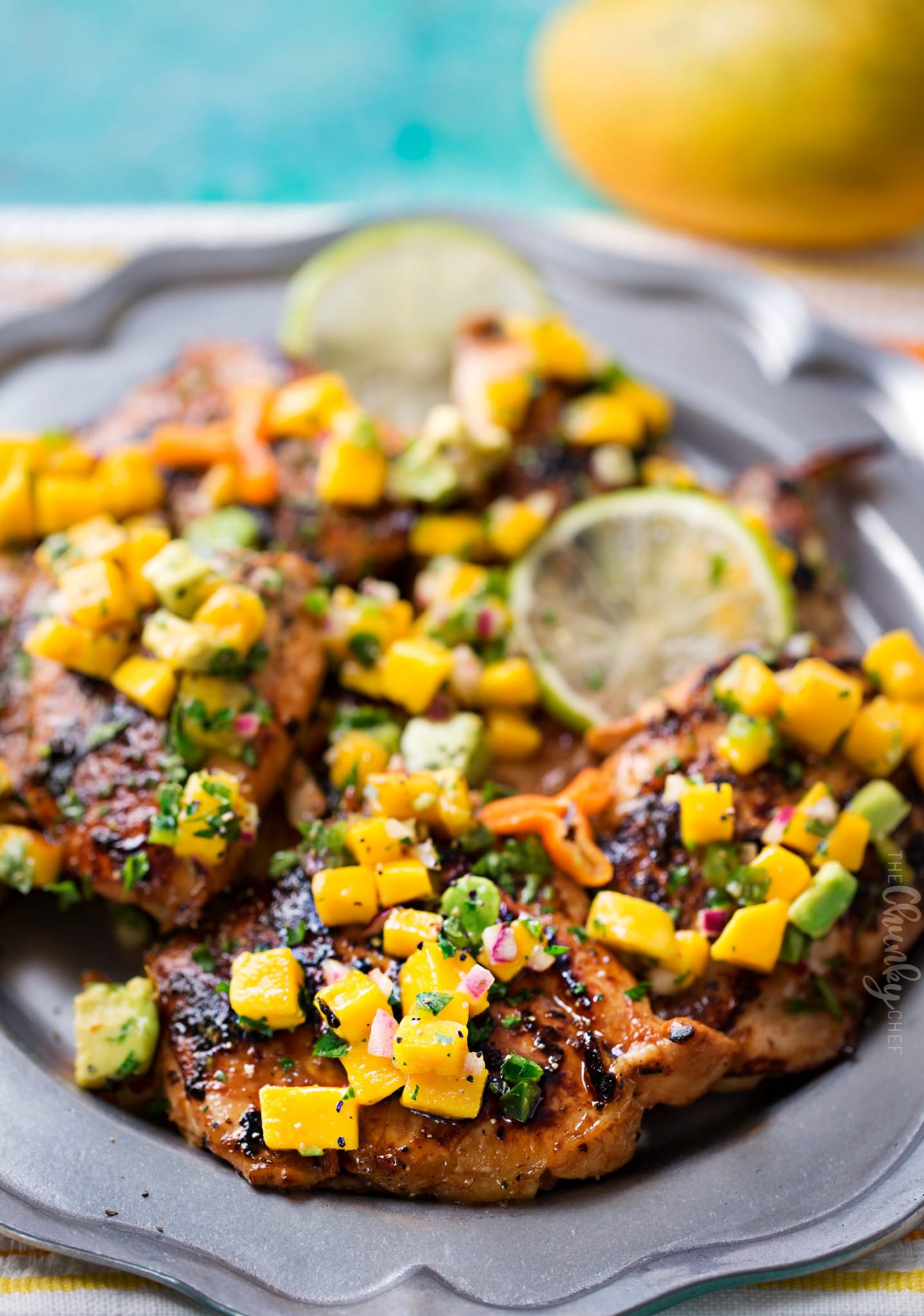 Jerk Chicken Thighs with Avocado Mango Salsa The Chunky Chef