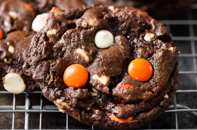 Peanut Butter Candy Double Chocolate Cookies