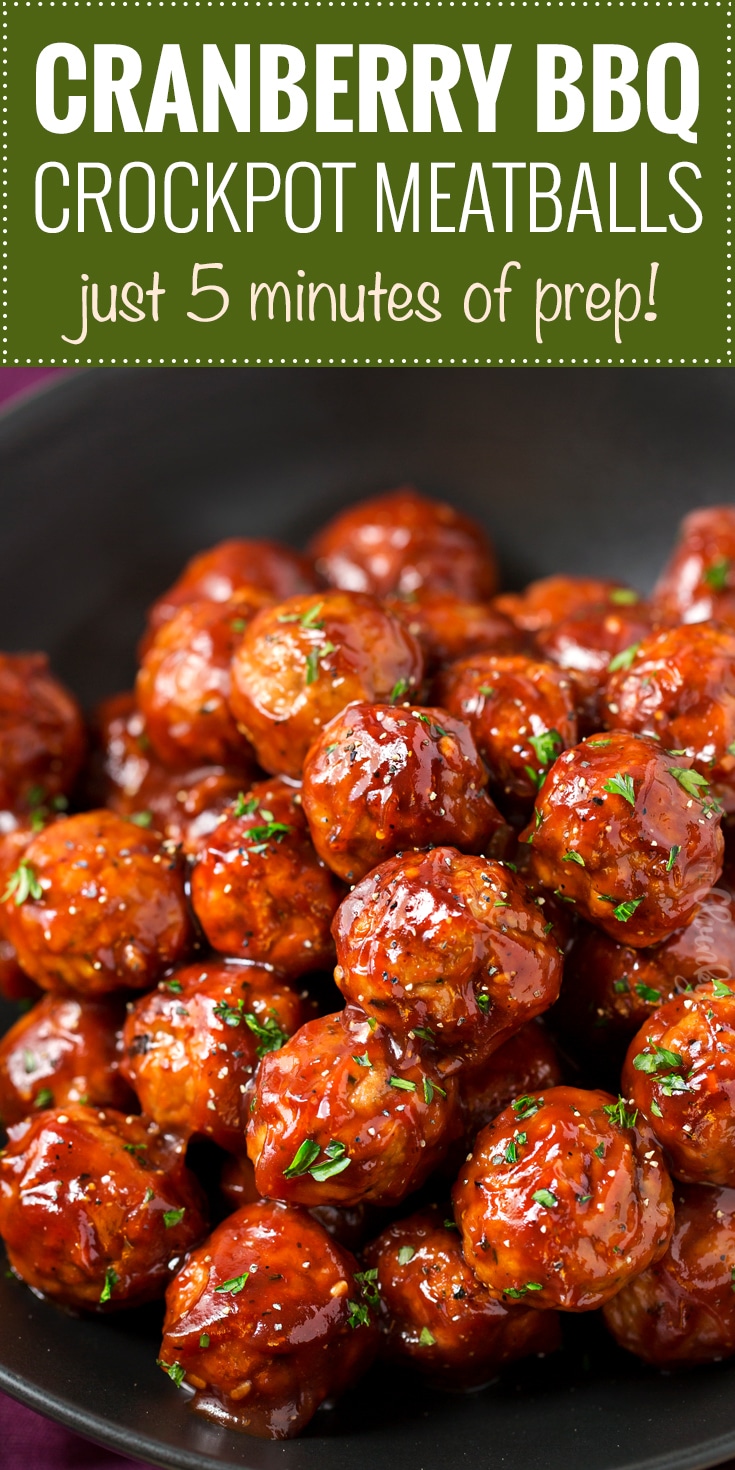 Cranberry BBQ Crockpot Meatballs - The Chunky Chef