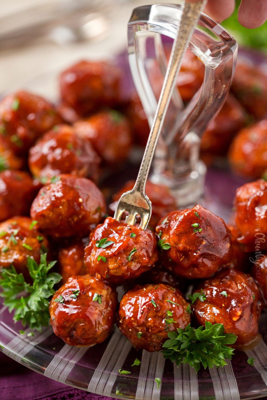 Cranberry BBQ Crockpot Meatballs - The Chunky Chef