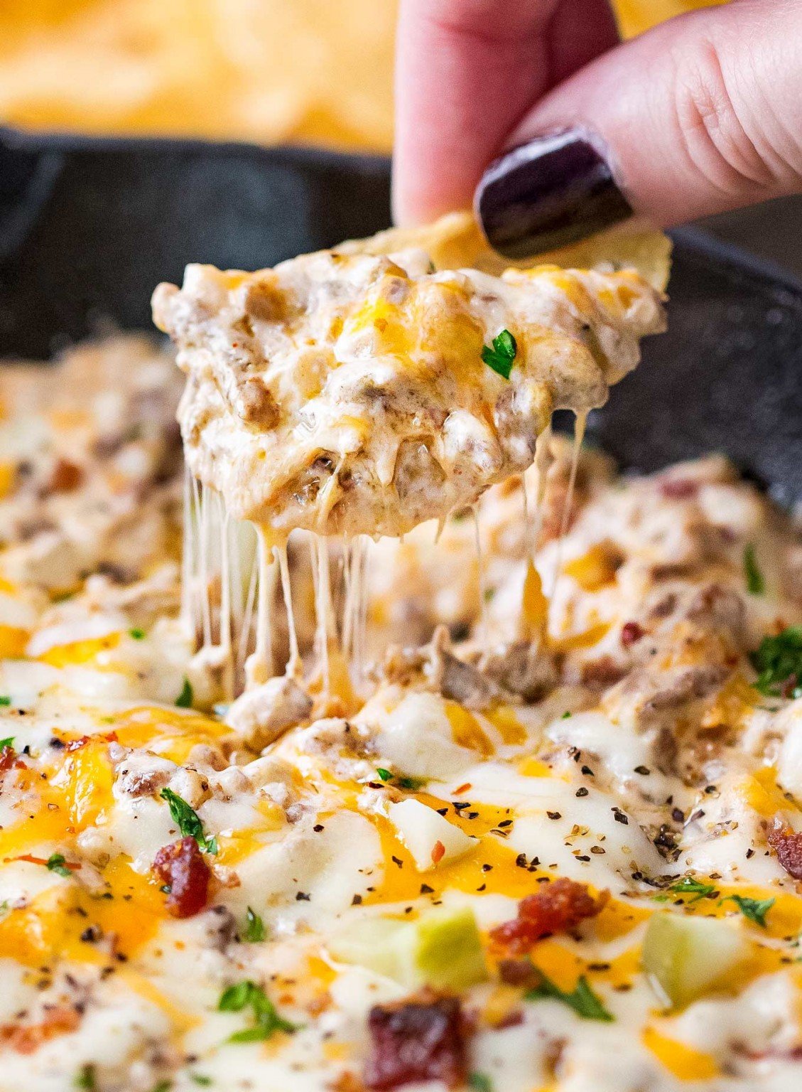 Creamy Bacon Cheeseburger Dip (best party dip!) The Chunky Chef