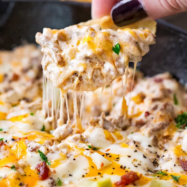 Creamy Bacon Cheeseburger Dip (best party dip!) - The Chunky Chef