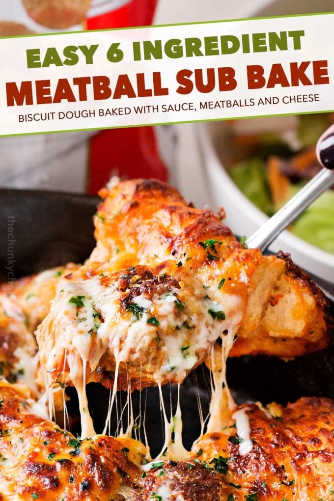 This bubble up bake tastes just like a great meatball sub and a casserole, made in one pan!  Sure to be a weeknight favorite with both kids and adults! #bake #meatball #sub #bubbleup #onepan #comfortfood #dinner #easyrecipe #italian