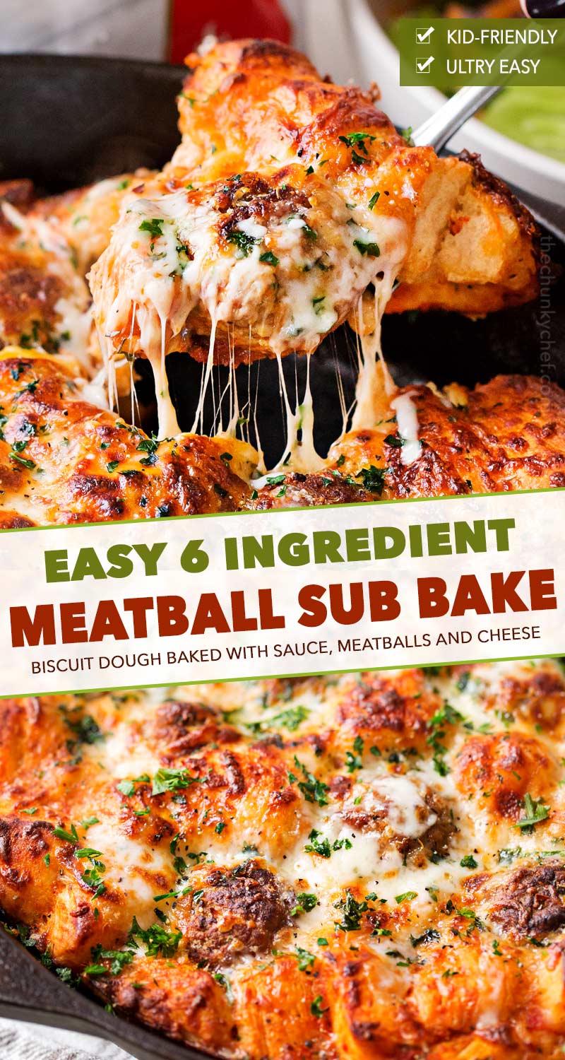 This bubble up bake tastes just like a great meatball sub and a casserole, made in one pan!  Sure to be a weeknight favorite with both kids and adults! #bake #meatball #sub #bubbleup #onepan #comfortfood #dinner #easyrecipe #italian