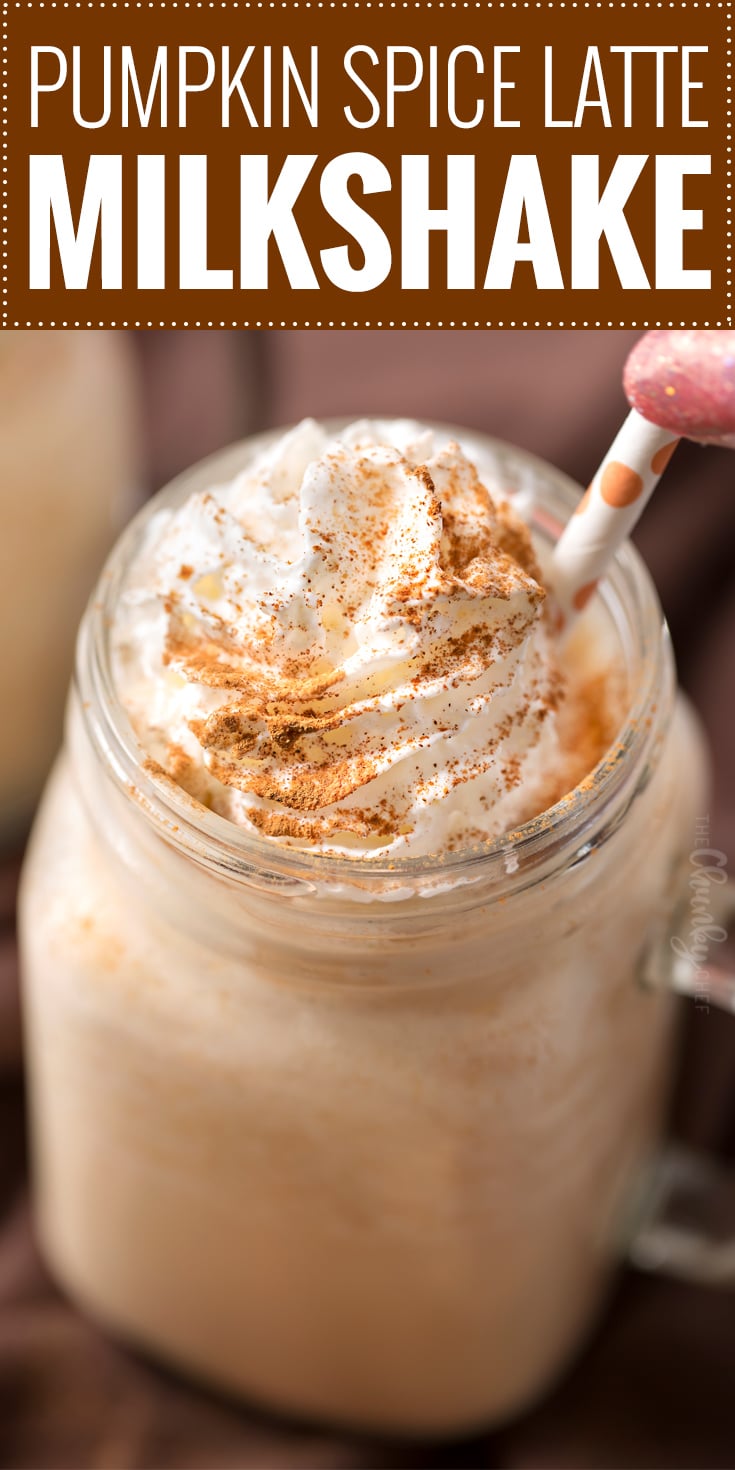 Pumpkin Spice Latte Milkshake | Made with all the great pumpkin spice latte flavors, this milkshake hits both the Fall and Summer tastebuds, and will soon be your new favorite way to enjoy the pumpkin spice flavor! | https://www.thechunkychef.com | #milkshake #pumpkin #pumpkinspice #latte #frozen