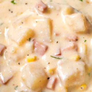 Slow Cooker Cheesy Ham Chowder | Creamy, cheesy and hearty, this slow cooker ham chowder is the perfect way to use up any leftover ham! Perfect for a busy weeknight meal! | https://www.thechunkychef.com | #chowder #soup #ham #leftover #slowcooker #crockpot