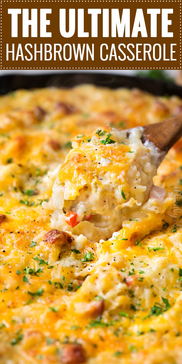 The Ultimate Hashbrown Casserole | This classic side or potluck dish is made with no "cream of" soups, and is perfect for any occasion! | https://www.thechunkychef.com | #side #dish #potluck #hashbrown #casserole #scratch