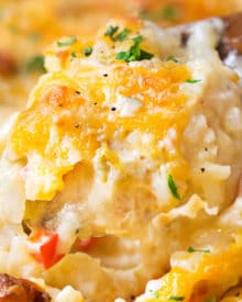 The Ultimate Hashbrown Casserole | This classic side or potluck dish is made with no "cream of" soups, and is perfect for any occasion! | https://www.thechunkychef.com | #side #dish #potluck #hashbrown #casserole #scratch